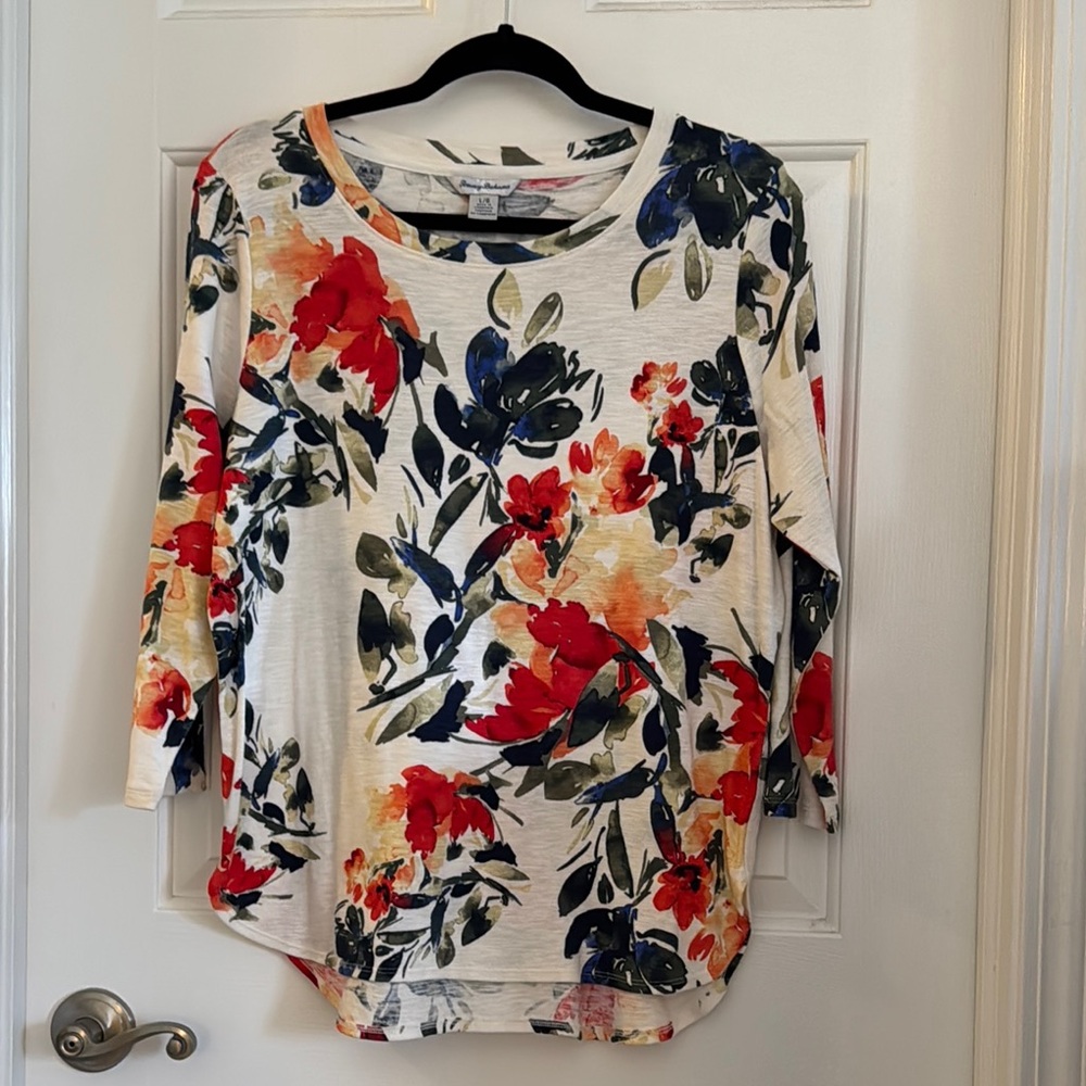 Tommy Bahama Floral Print Blouse - Red, Blue, Green
